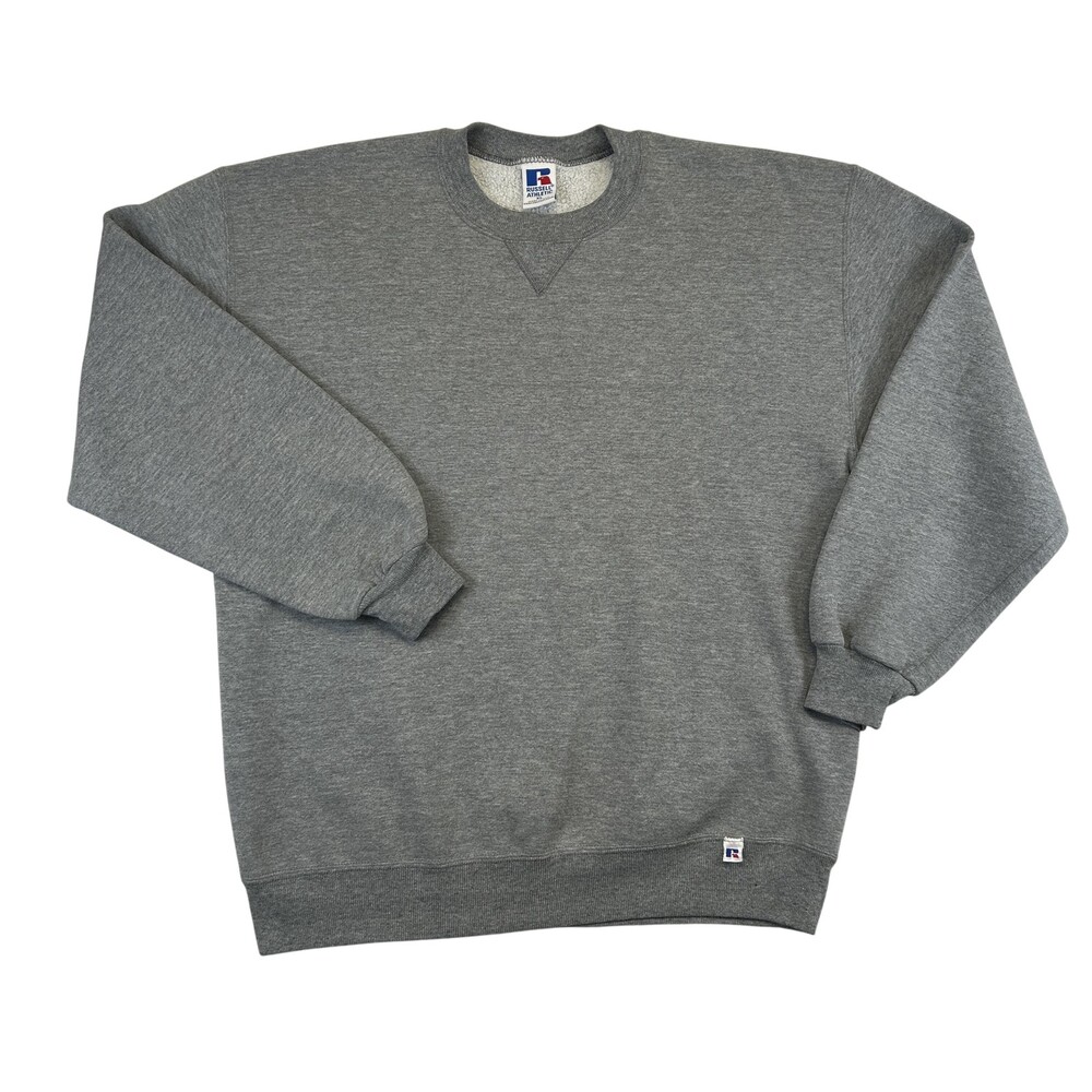 Vintage Russell Athletic Sweatshirt Mens XL Gray Fleece Crewneck Made USA